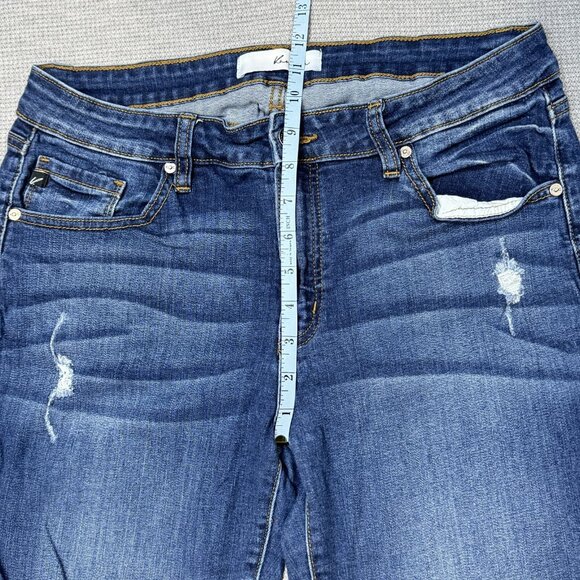 KanCan Womens Blue Distressed Denim Jeans Skinny Leg Mid Rise Size 13/30 - Picture 10 of 13